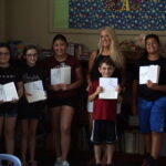Author Sarah Blodget and code breakers studnt